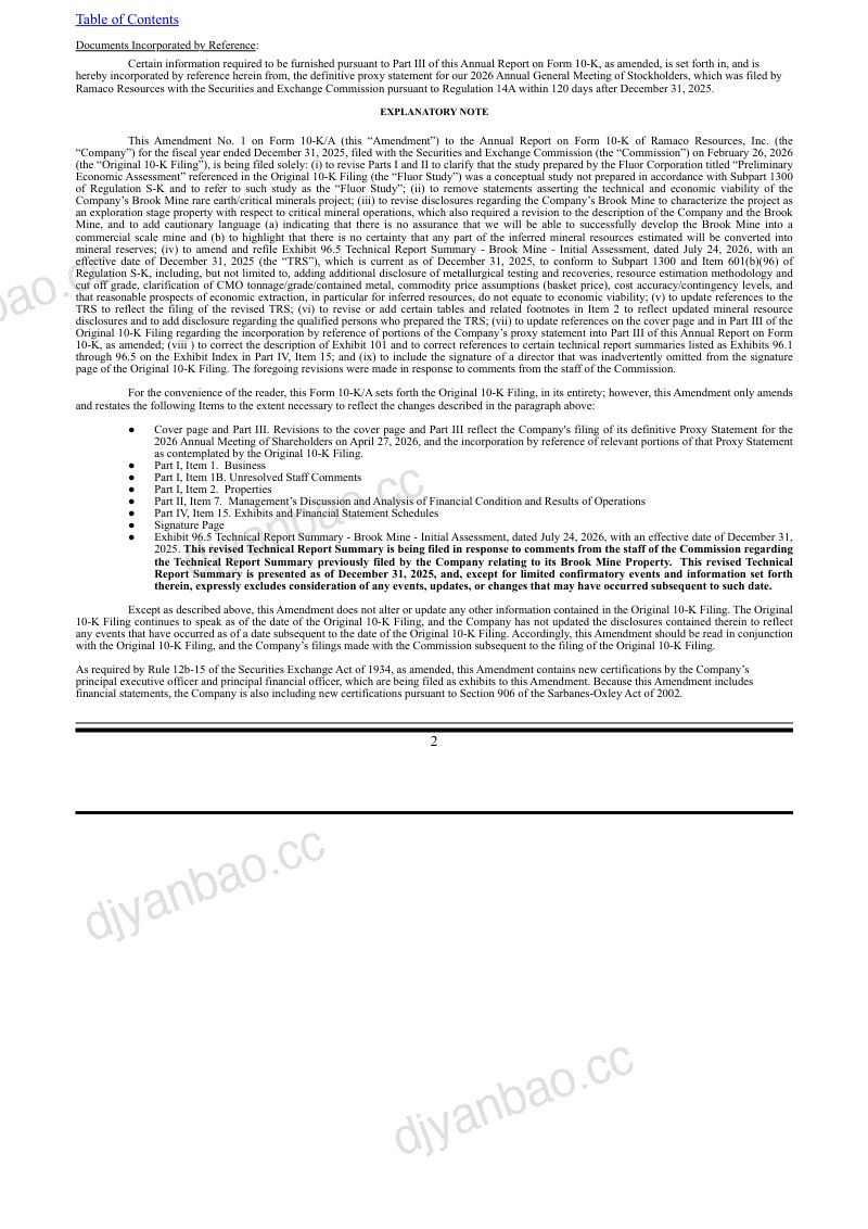 Ramaco Resources Inc-A 2025年度报告 第2页