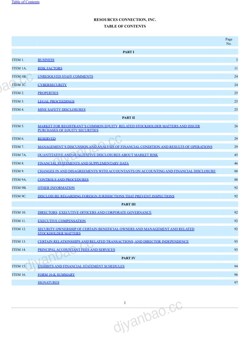 Resources Connection Inc 2025年度报告 第2页