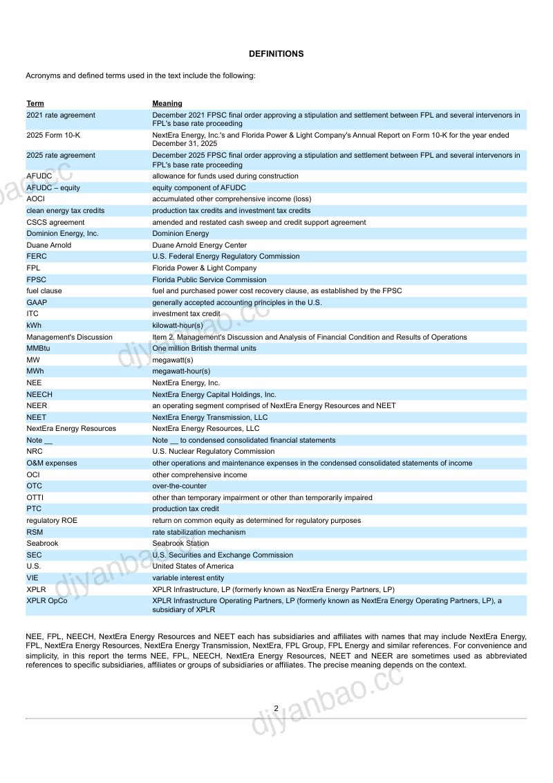 NextEra Energy 2026年季度报告 第3页