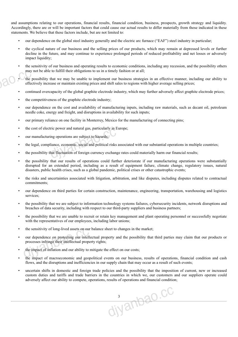 GrafTech International Ltd 2026年季度报告 第3页