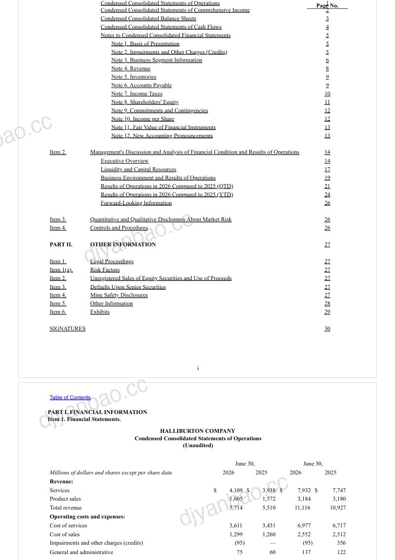 哈里伯顿 2026年季度报告 第2页