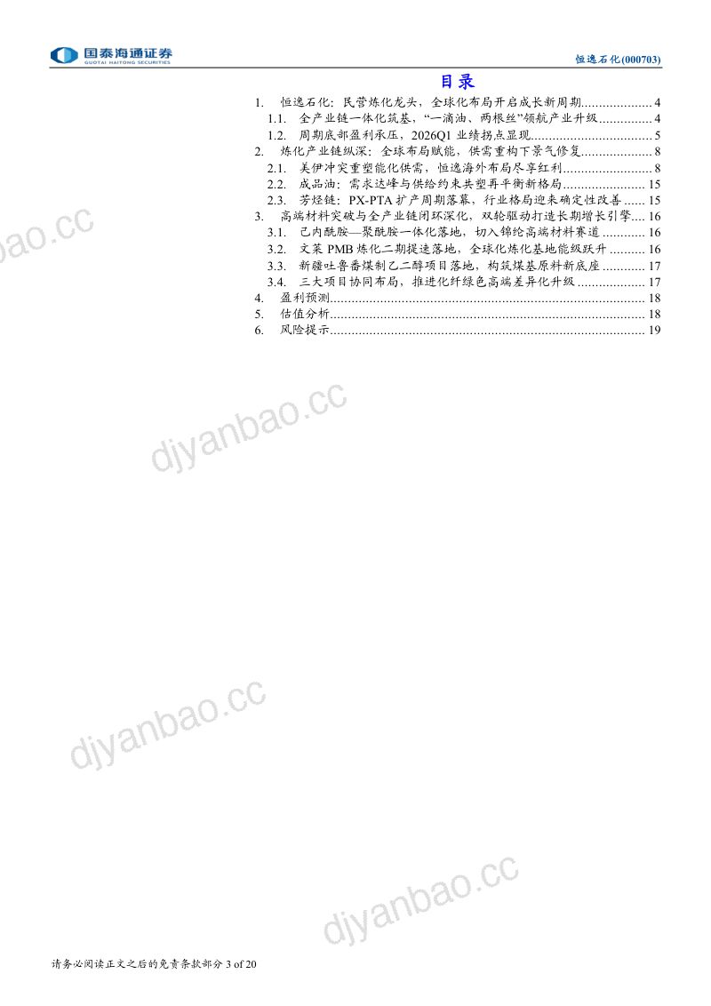 恒逸石化首次覆盖报告打造长期增长引擎,迈入“科技恒逸” 第3页