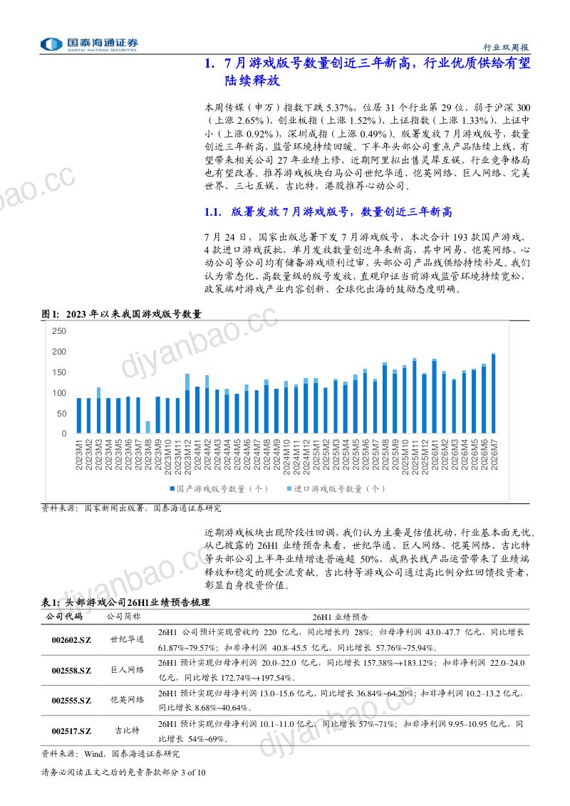 7月游戏版号数量创近三年新高,行业优质供给有望陆续释放 第3页