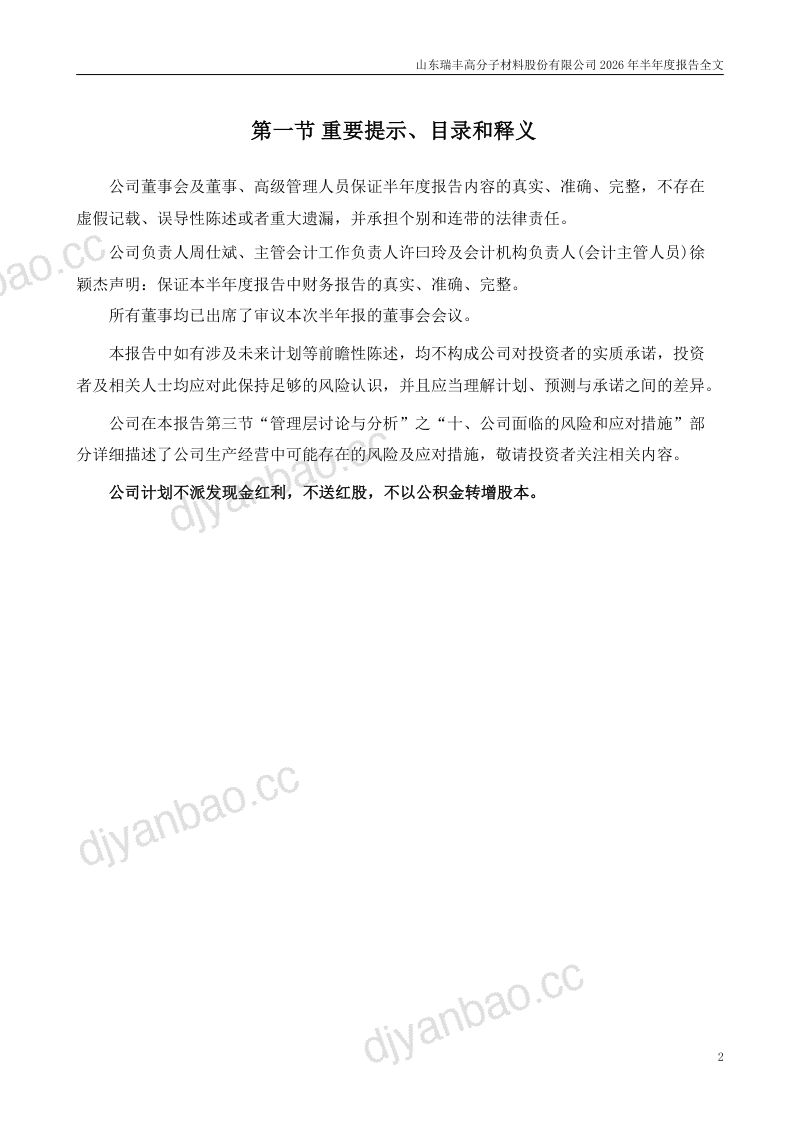 瑞丰高材:2026年半年度报告 第2页