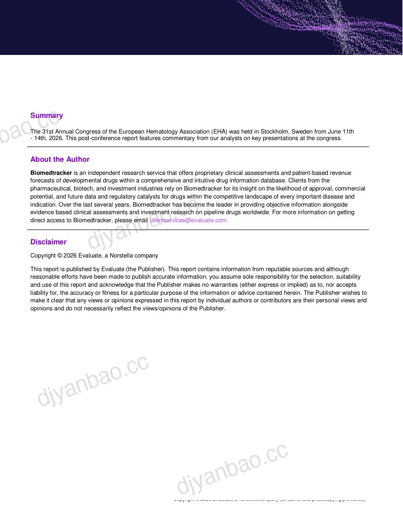 2026年BiomedtrackerDatamonitor医疗保健Post-EHA报告 第2页