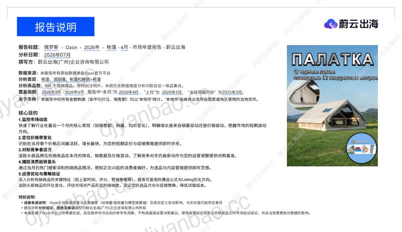 俄罗斯Ozon2026年帐篷4月市场月度报告 第2页