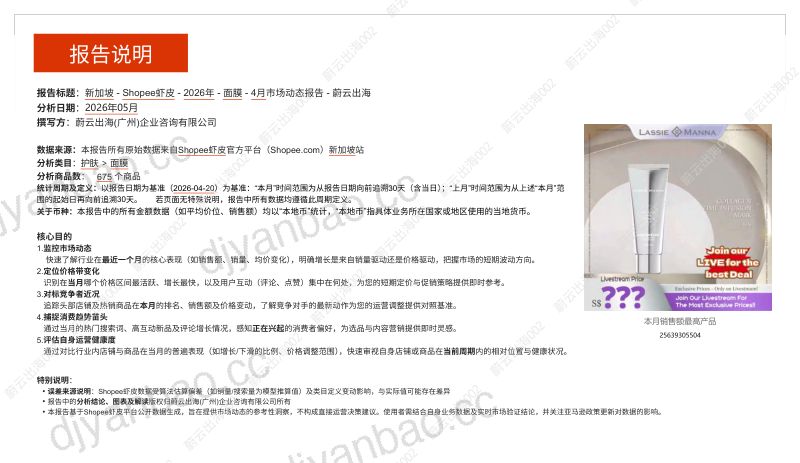 新加坡Shopee虾皮2026年面膜4月市场动态报告 第2页
