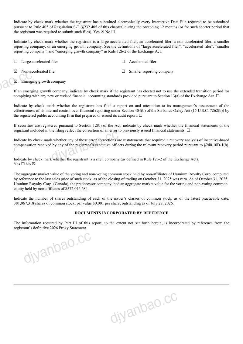Uranium Royalty Corp 2025年度报告 第2页