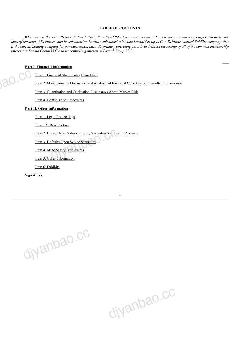 Lazard Inc 2026年季度报告 第2页