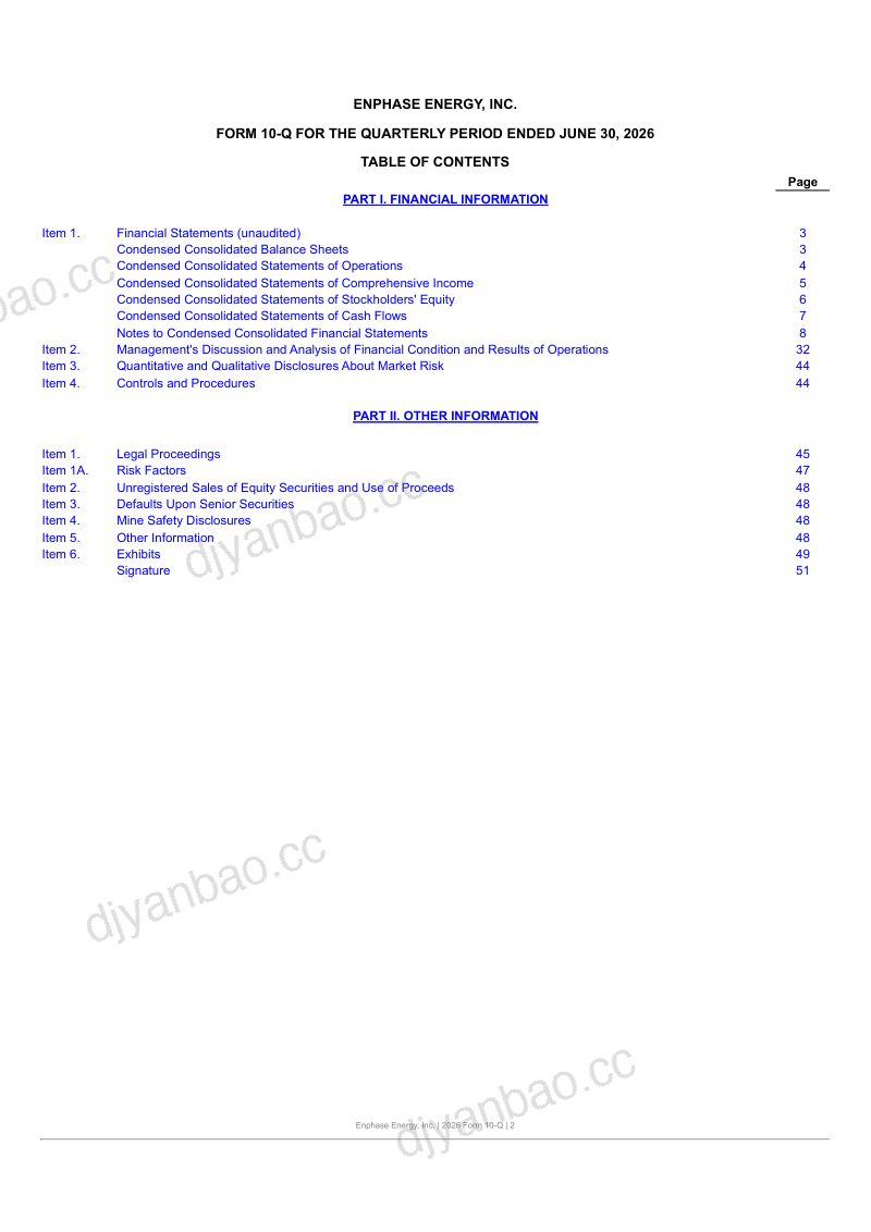 Enphase Energy 2026年季度报告 第2页