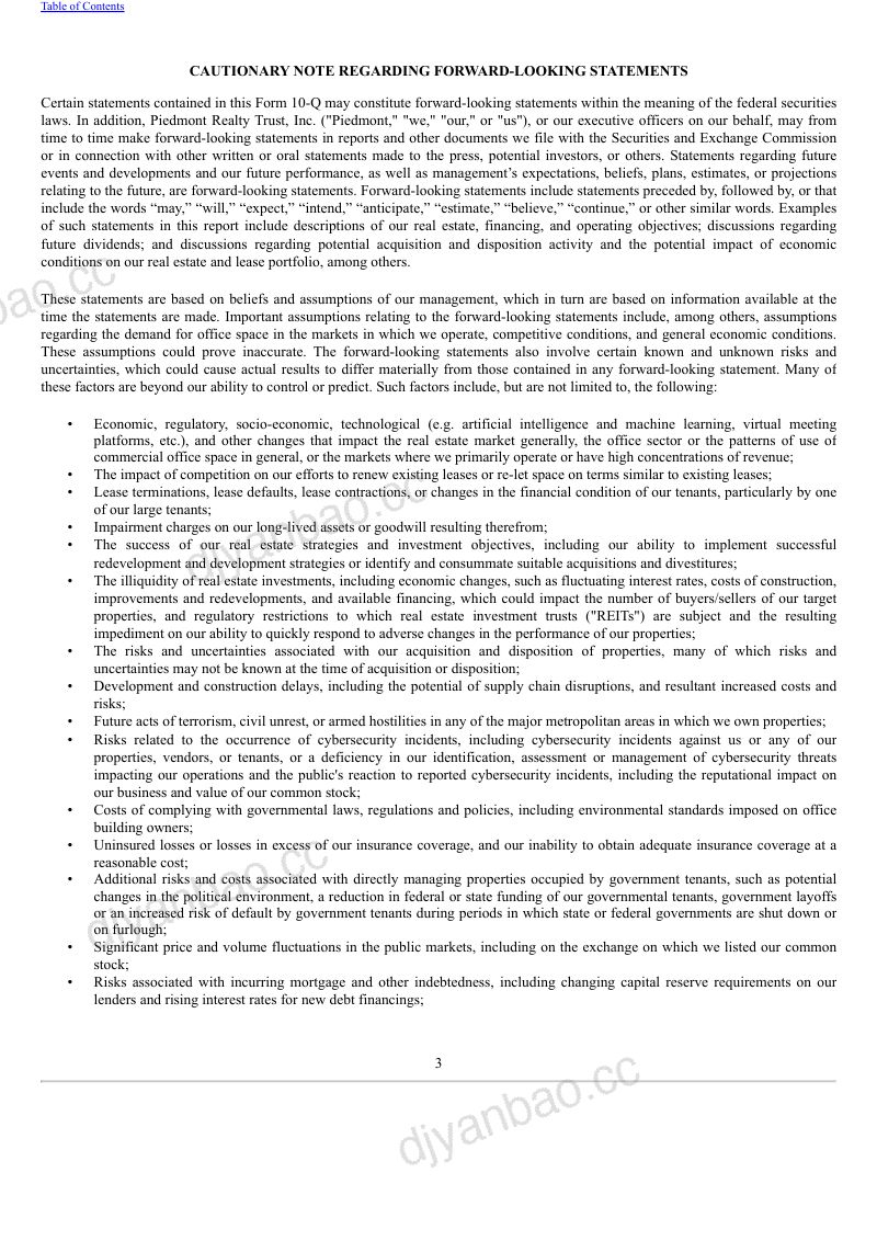 Piedmont Realty Trust Inc 2026年季度报告 第3页