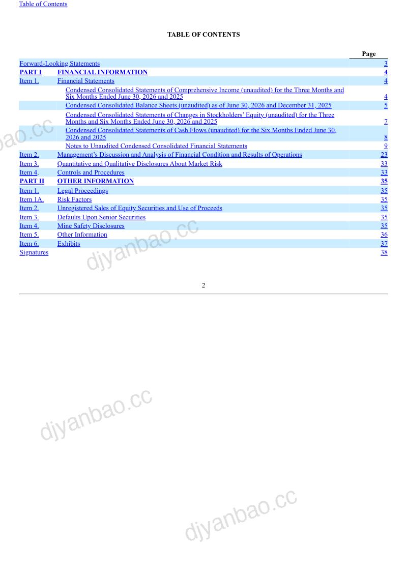 H2O America 2026年季度报告 第2页