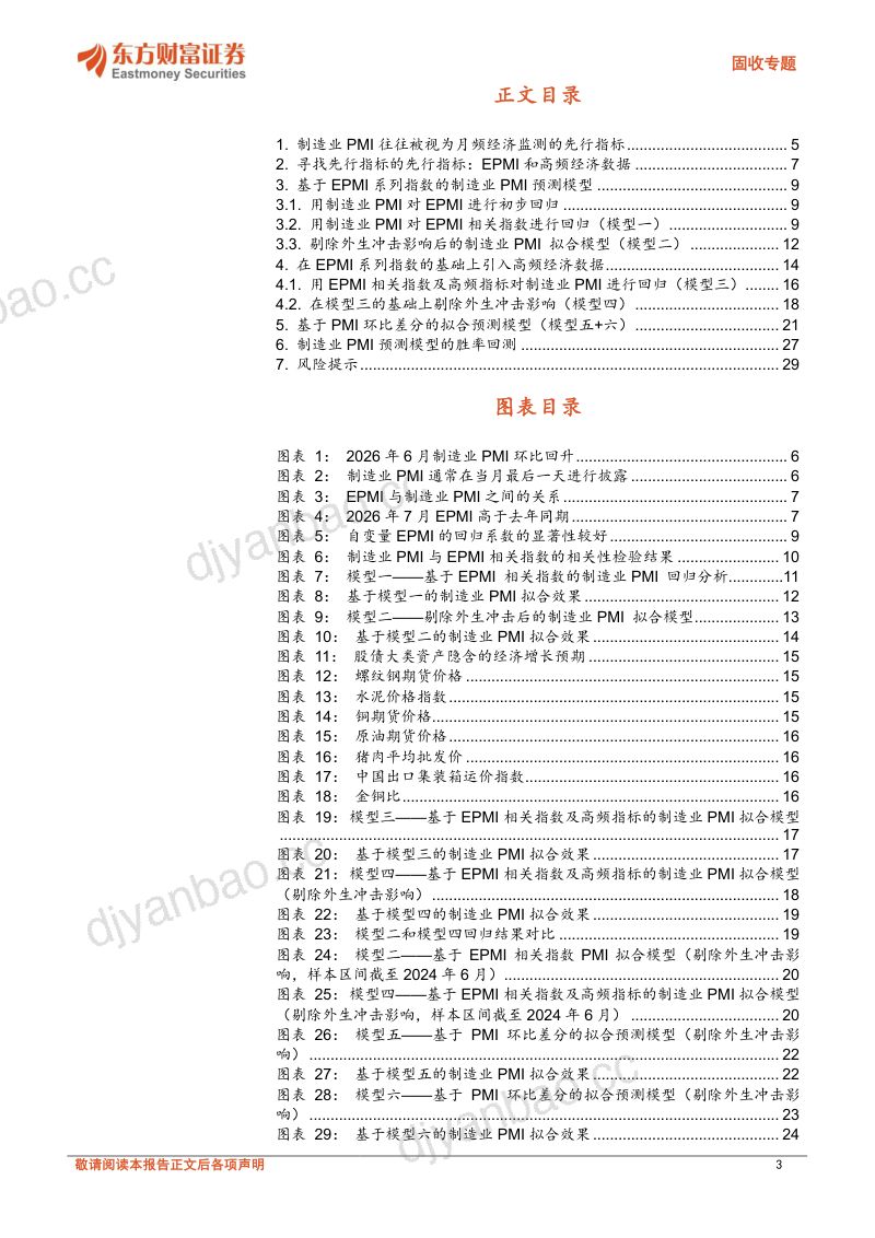 基于EPMI和高频指标的制造业PMI预测：宏观先行指标如何前瞻？ 第3页