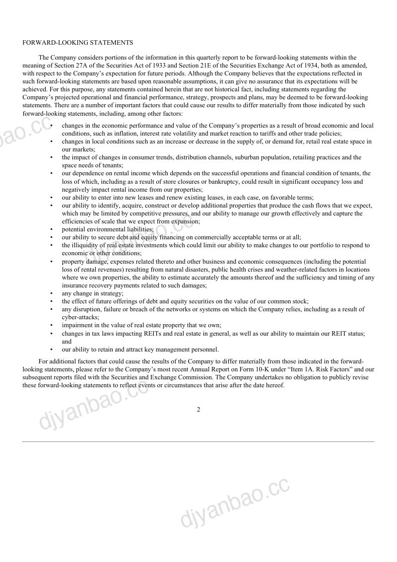 Curbline Properties 2026年季度报告 第2页