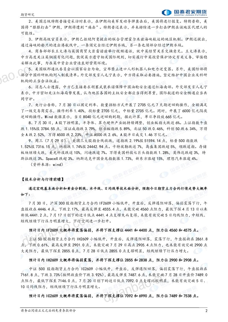 美联储官员释放鹰派信号 股指期货震荡下行 第2页