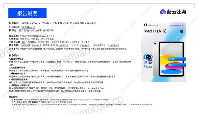 俄罗斯Ozon2026年平板电脑5月市场月度报告 第2页