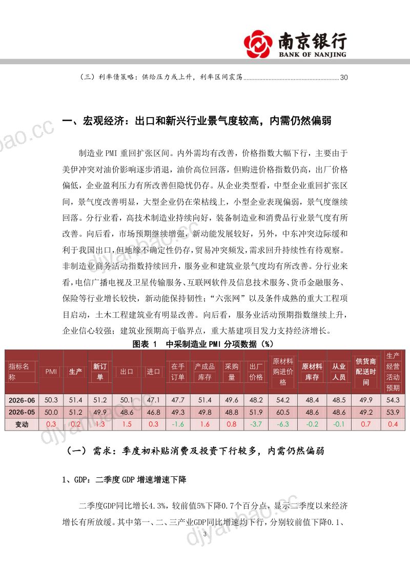 2026年7月宏观利率展望：内需偏弱但供给上升，利率区间震荡 第3页