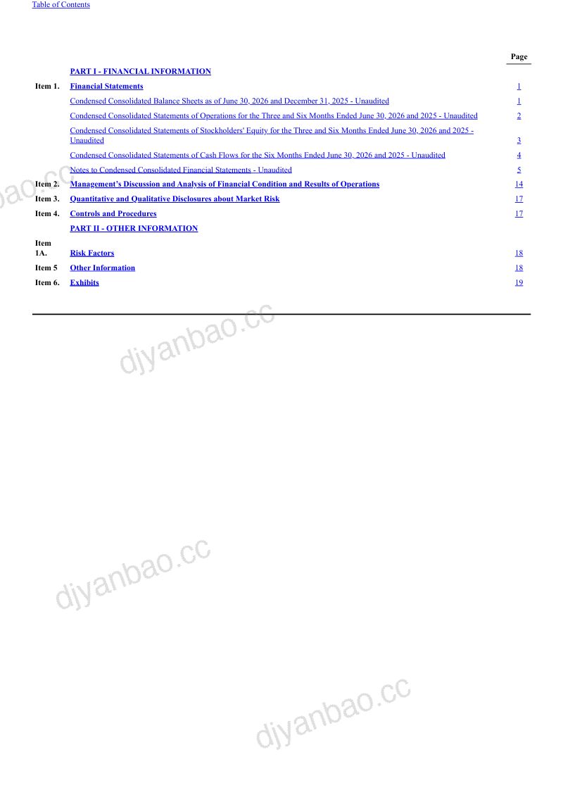 Aqua Metals Inc 2026年季度报告 第2页