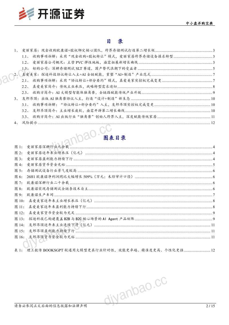 中小盘并购精选：并购精选（2026年第1期）：本批爱丽家居、真爱美家、友邦吊顶值得重点跟踪 第2页