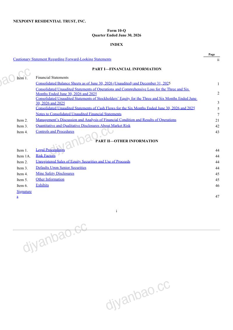 NexPoint Residential Trust Inc 2026年季度报告 第2页