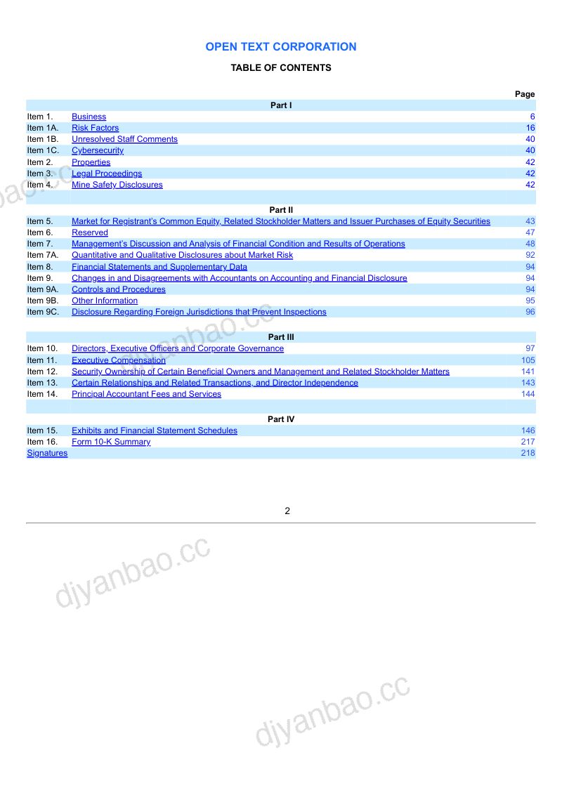 Open Text Corp 2025年度报告 第2页