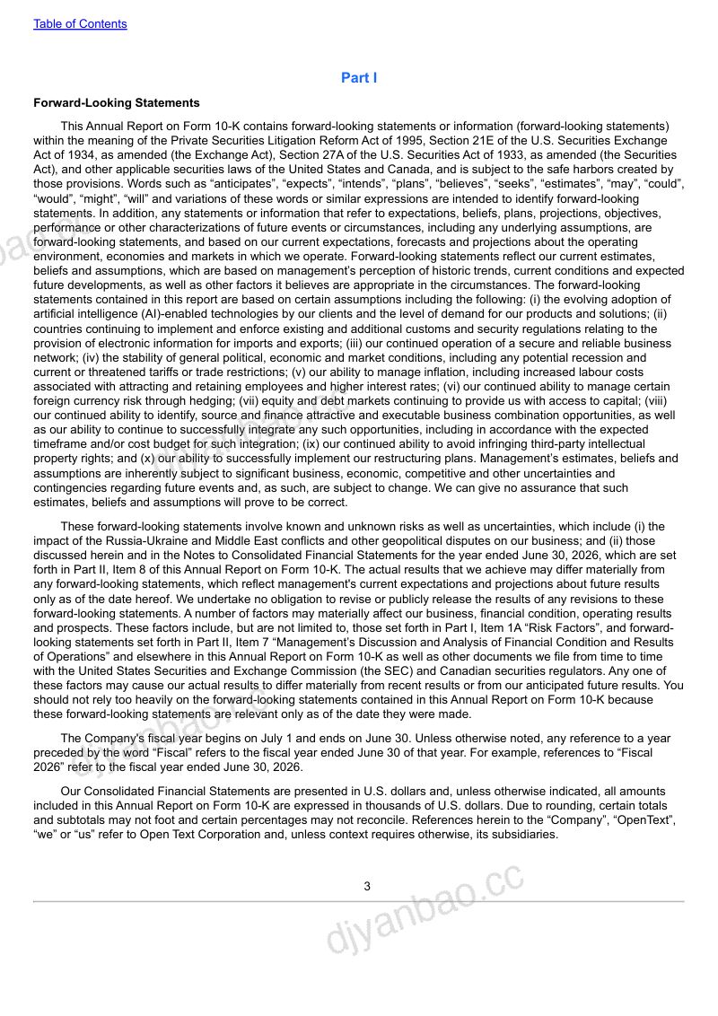 Open Text Corp 2025年度报告 第3页