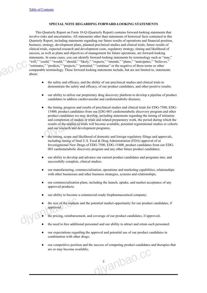 Edgewise Therapeutics 2026年季度报告 第3页
