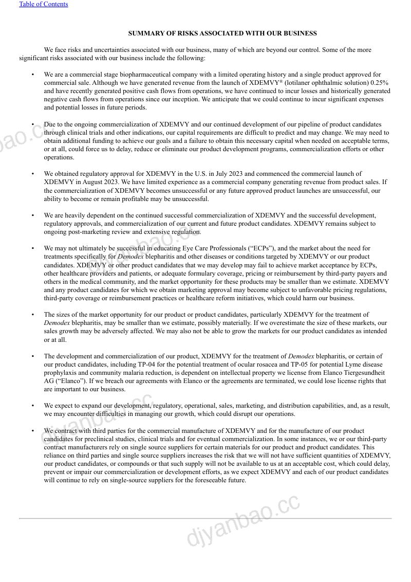 Tarsus Pharmaceuticals Inc 2026年季度报告 第2页