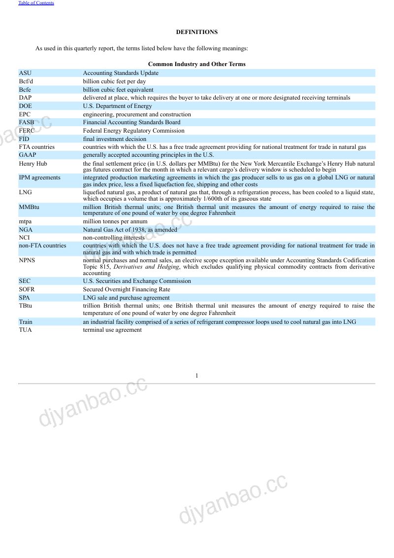 Cheniere Energy 2026年季度报告 第3页