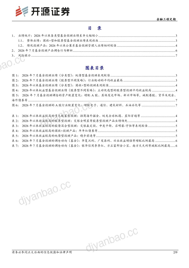 金融工程定期:基金投顾产品2026年7月调仓一览 第2页