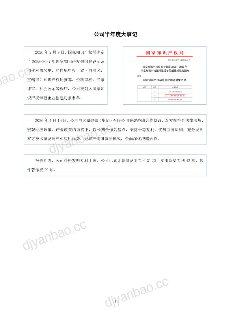 三友科技:2026年半年度报告 第2页