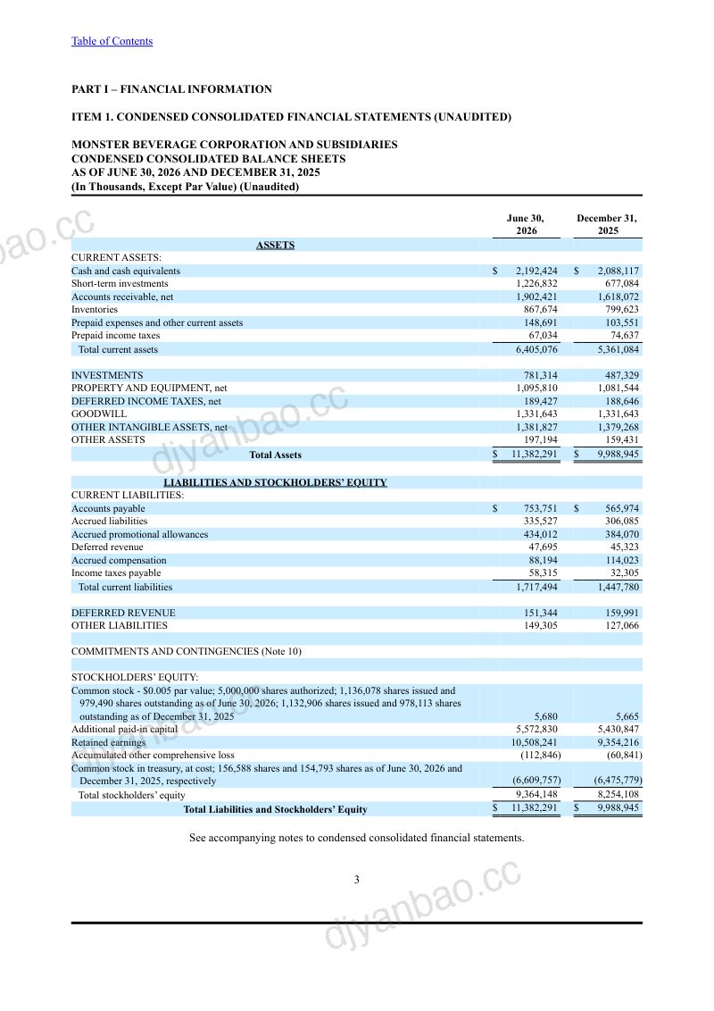 Monster Beverage 2026年季度报告 第3页