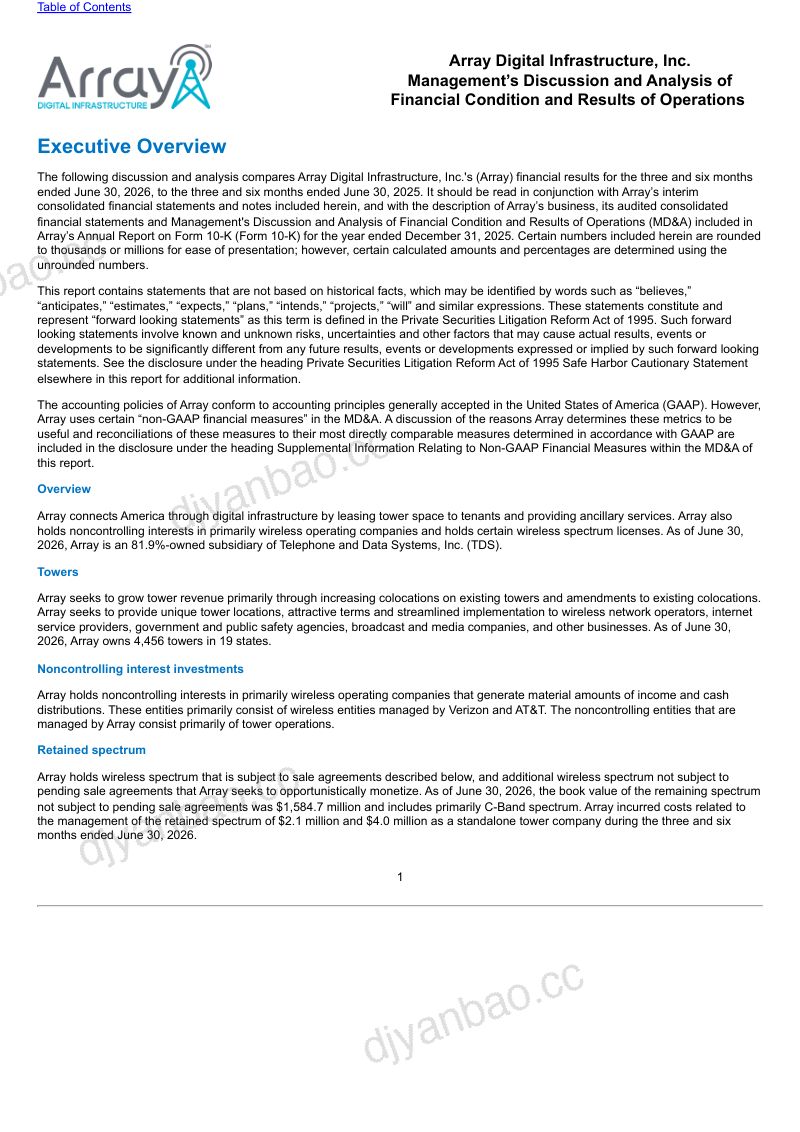 Array Digital Infrastructure 2026年季度报告 第3页