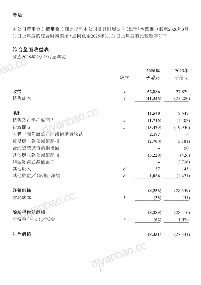 民富国际:截至2026年3月31日止年度的年度业绩公告 第2页