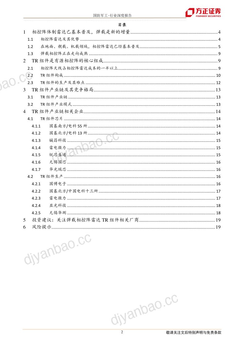 国防军工行业深度解析相控阵TR组件产业链-22082020页 第2页
