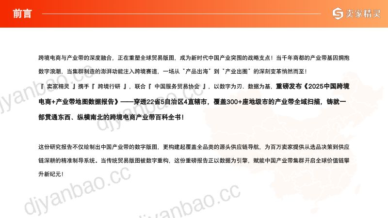 卖家精灵：2025中国跨境电商+产业带地图数据报告（63页） 第2页