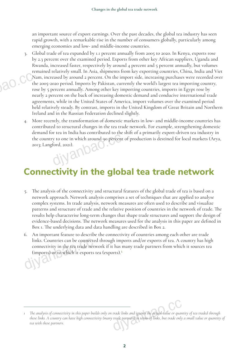 粮农组织(FAO)-2024年全球茶叶贸易网络的演变研究报告(英文版)(11页) 第2页
