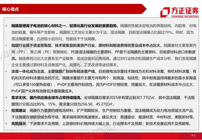 锂电隔膜行业深度报告核心材料前景明朗-230106 第2页