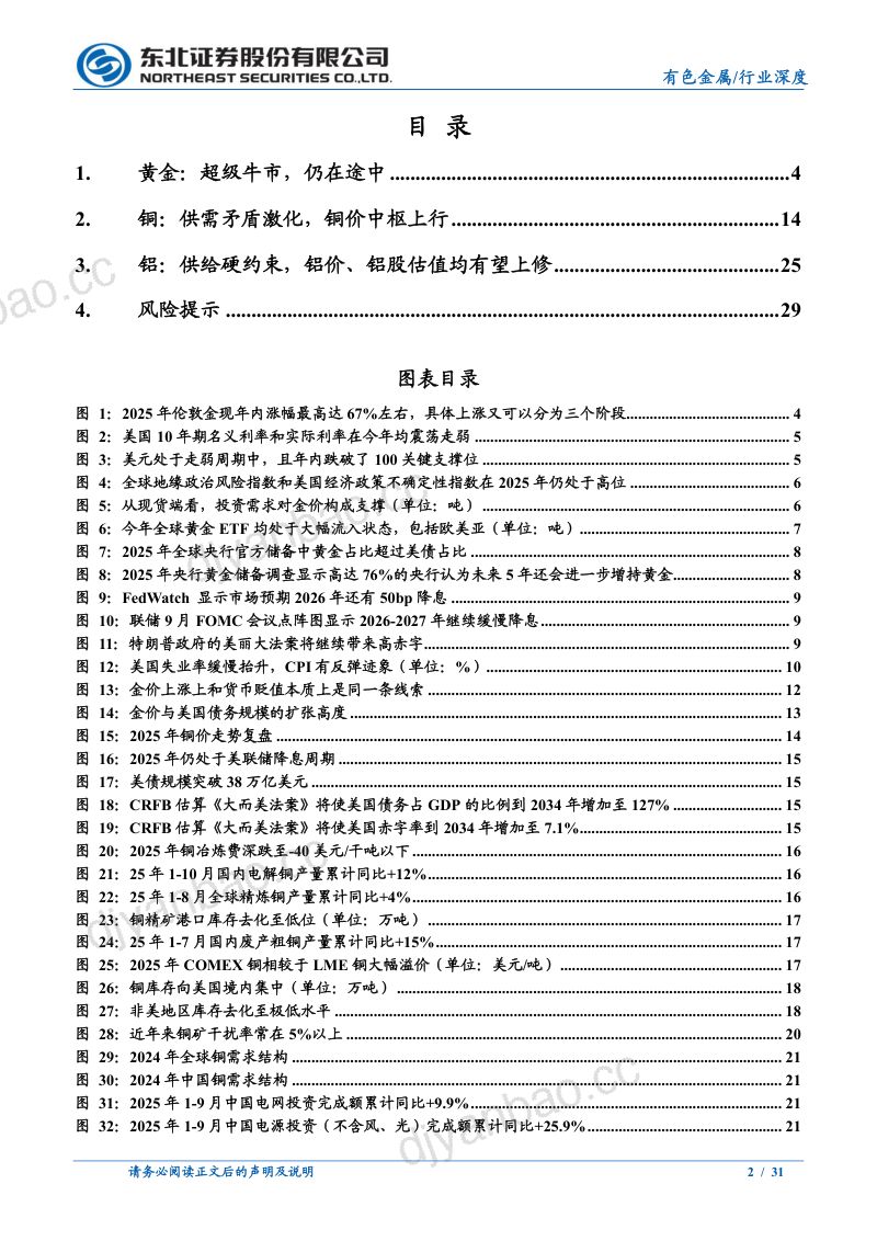 【东北证券】有色牛市仍在途中,持续看好金铜铝——有色金属2026年年度策略报告 第2页