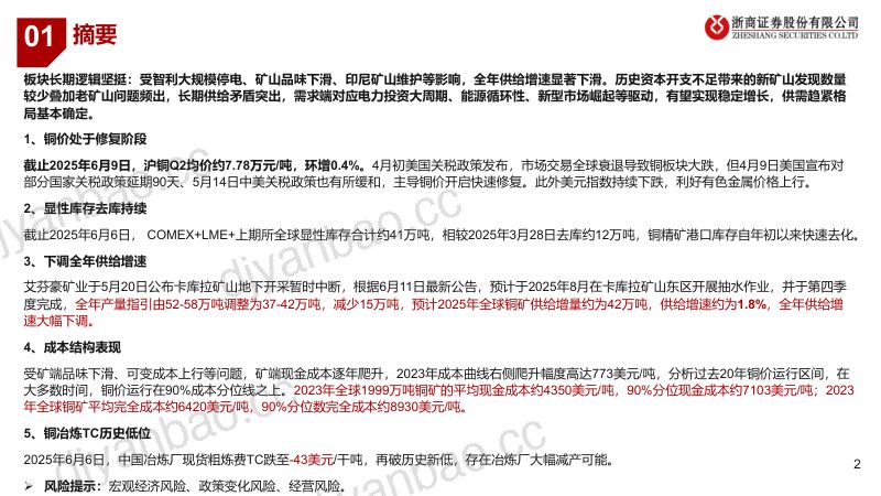 【浙商证券】铜板块2025年中期策略:供给扰动频出,铜价存在强支撑 第2页