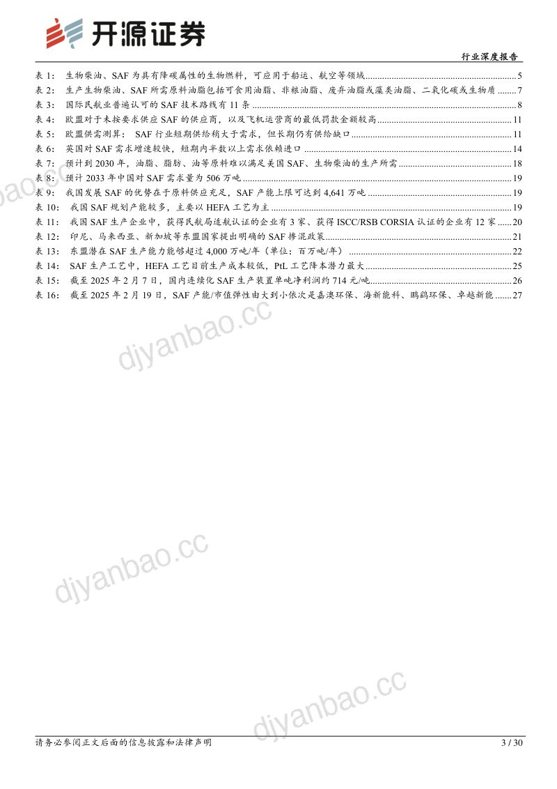 【开源证券】生物燃料行业深度报告1:SAF行业蓬勃发展,中国企业或凭UCO优势受益 第3页