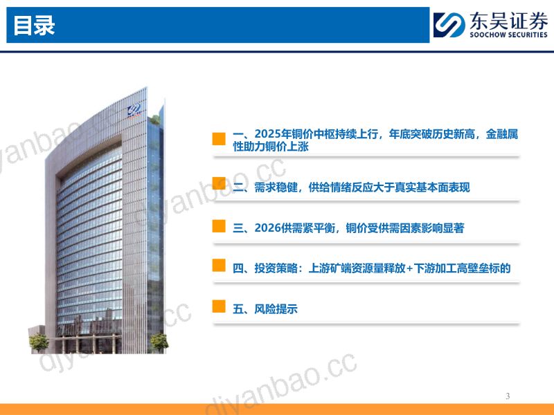 【东吴证券】2026年铜行业年度策略：矿端紧缺逻辑延续，金融环境利好大宗商品价格 第3页