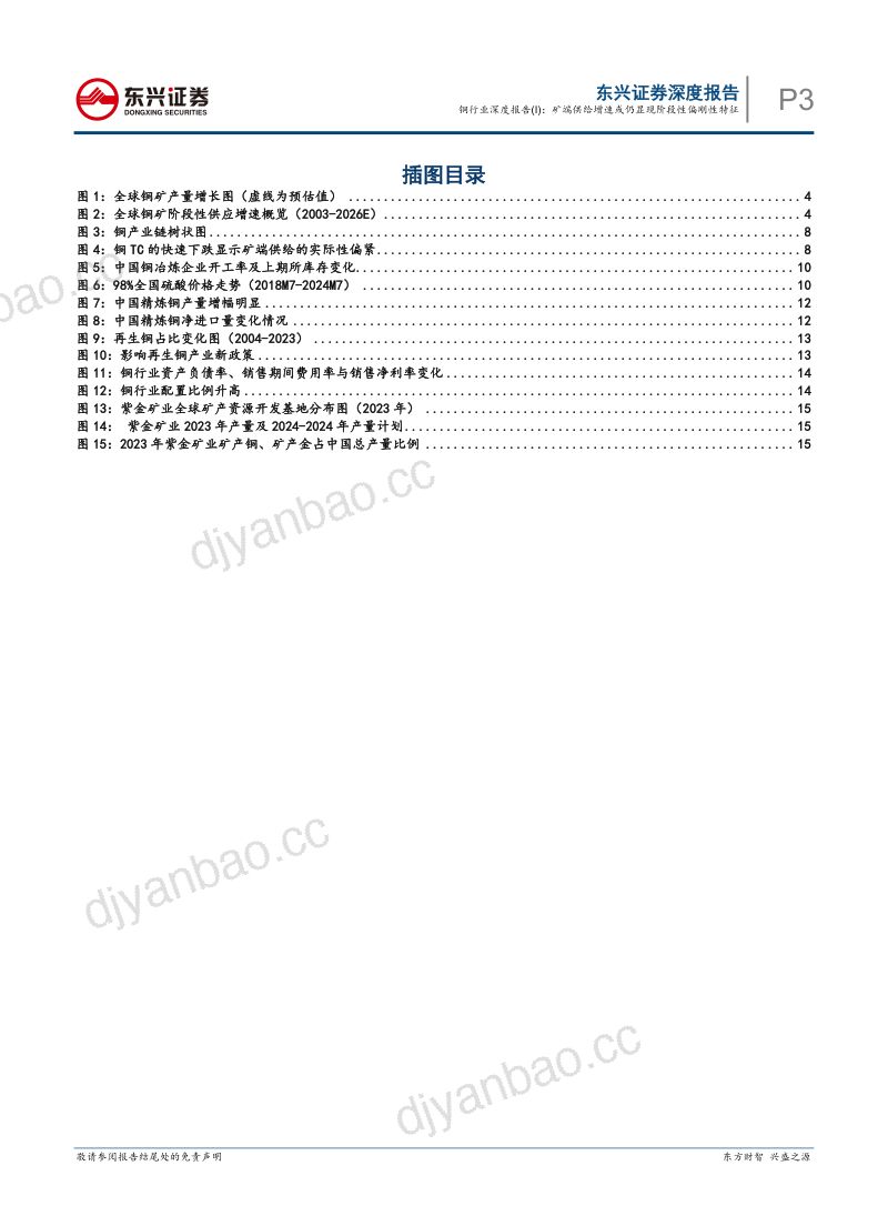 【东兴证券】铜行业深度报告(I):矿端供给增加工业金属,深度报告速或仍显现阶段性偏刚性特征 第3页