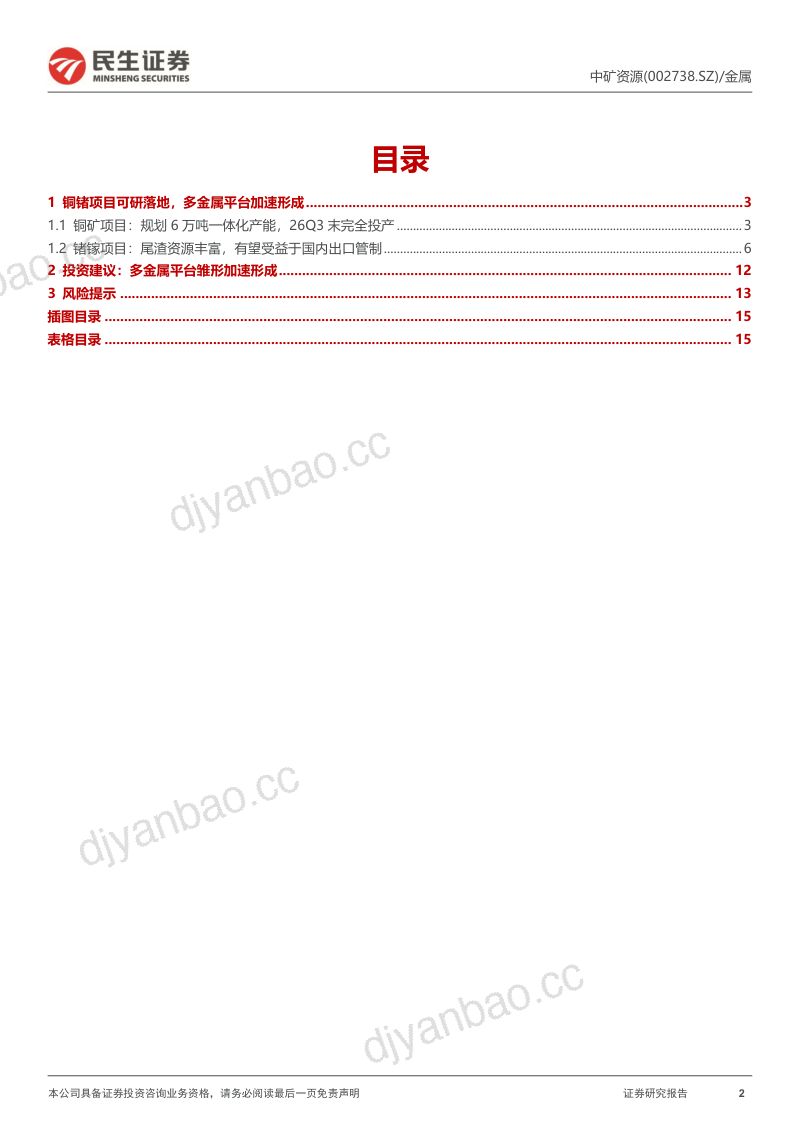 【民生证券】动态报告:铜锗项目可研落地,多金属平台加速形成 第2页