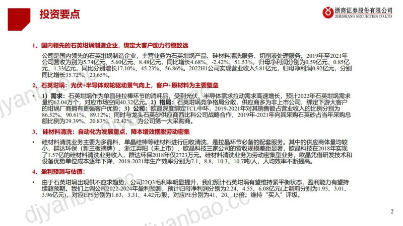 欧晶科-深度报告小而美的石英绀蜗龙头技术客户保障长期竞争优势-22110831页 第2页