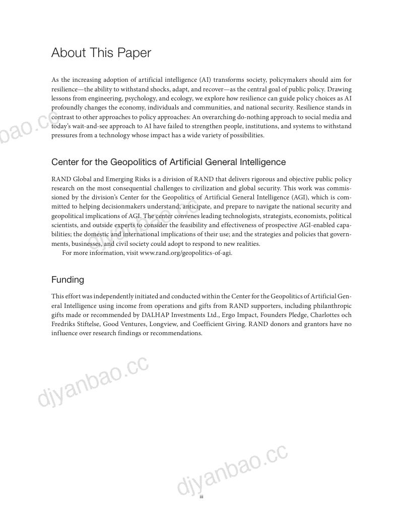 兰德公司(RAND):2026迈向人工智能(AI)韧性的大战略研究报告(英文版)(29页) 第3页