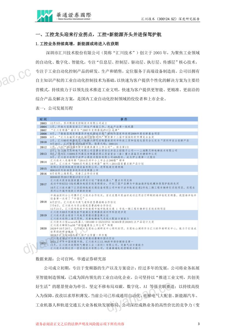 汇川技术-公司研究报告-投资价值分析报告:工控龙头多领域亮点频现促增长新能源业务助力未来扬帆远航-230117(26页) 第3页