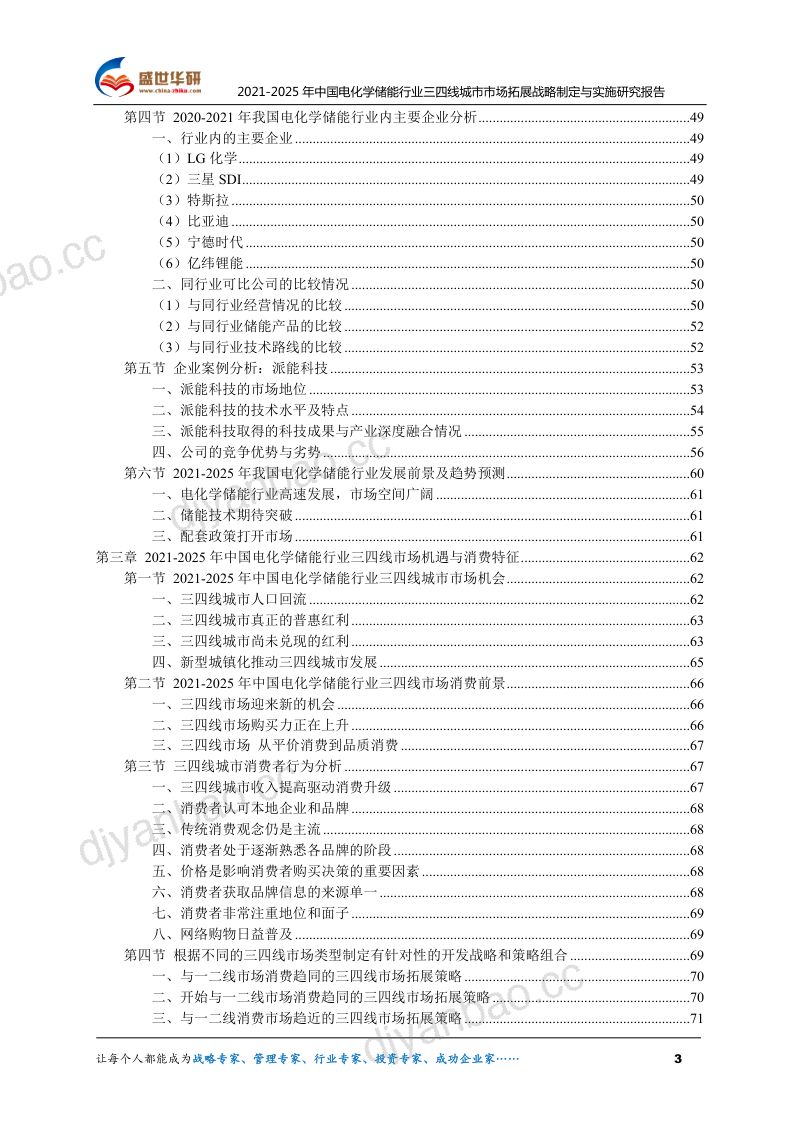 【盛世华研】2021-2025年中国电化学储能行业三四线城市市场拓展战略制定与实施研究报告 第3页