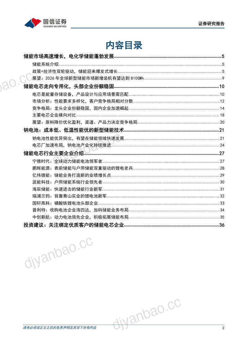 【国信证券】储能行业专题研究系列三:储能电芯:电芯专用化趋势明显,中国企业加速崛起 第2页
