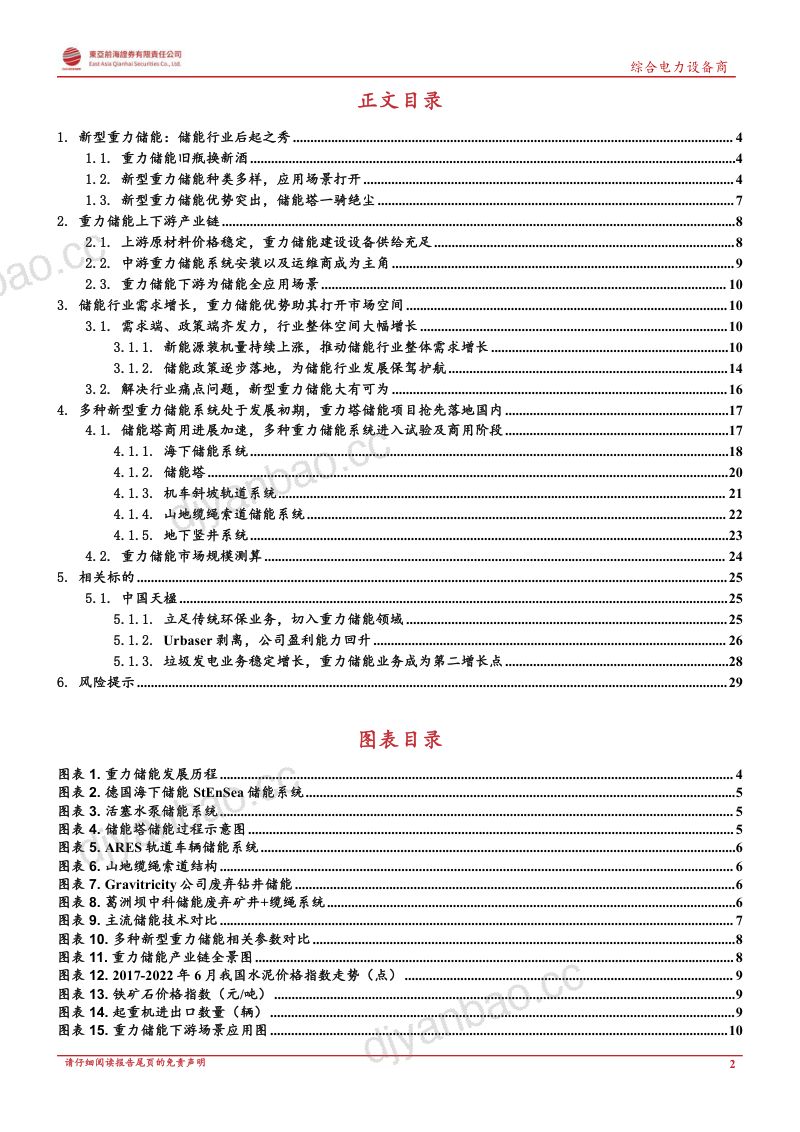 【东亚前海证券】重力储能行业深度报告：乘风光大基地建设之东风，重力储能未来可期 第2页